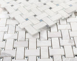 Cross White 12 x 12 Carrara White Basket Weave Mosaic Tile.