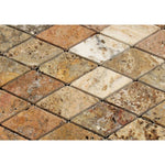Scabos Travertine 2x4 Diamond Tumbled Mosaic Tile - TILE AND MOSAIC DEPOT