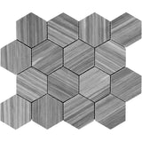 Bardiglio Scuro Marble 3x3 Hexagon Polished Mosaic Tile - TILE AND MOSAIC DEPOT
