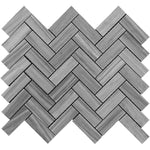 Bardiglio Scuro Marble 1x3 Herringbone Polished Mosaic Tile - TILE AND MOSAIC DEPOT