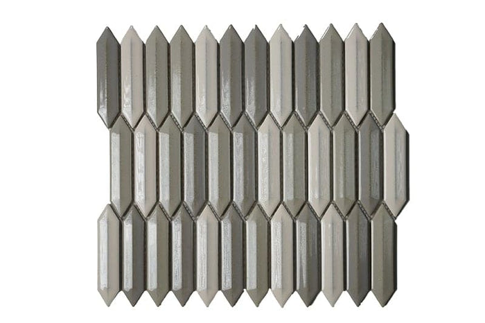 CC Mosaics +MIXED WHITE, TENDER GRAY & TAUPE 3D PICKET.