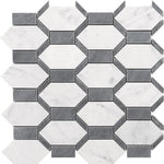 Bardiglio Carrara Marble Geo Special Design Mosaic Tile - TILE AND MOSAIC DEPOT