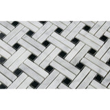 White Carrara Marble Stanza Black Dot Polished Mosaic Tile - TILE AND MOSAIC DEPOT