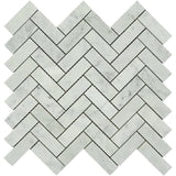 White Carrara Marble 1x3 Herringbone Polished Mosaic Tile - TILE AND MOSAIC DEPOT