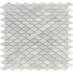 White Carrara Marble Leaves Design Polished Mosaic Tile - TILE AND MOSAIC DEPOT