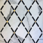 Calacatta Gold Nero Marquina Marble Brass Polished Mosaic Tile - TILE AND MOSAIC DEPOT
