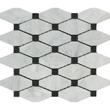 White Carrara Marble Octave with Black Dots Honed Mosaic Tile - TILE AND MOSAIC DEPOT