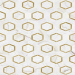 Calacatta Gold Marble Brass Hexagon Polished Mosaic Tile.
