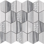 Bardiglio Marble Carved Hexagon Special Design Mosaic Tile - TILE AND MOSAIC DEPOT