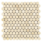 Crema Marfil Marble Penny Round Polished Mosaic Tile - TILE AND MOSAIC DEPOT