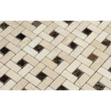Crema Marfil Marble Pinwheel w/Brown dots Polished Mosaic Tile - TILE AND MOSAIC DEPOT