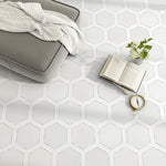 Thassos White Marble Mother of Pearl Polished Large Hexagon Mosaic Tile - TILE & MOSAIC DEPOT