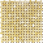 Honey Onyx Basketweave w/ Black Dots Polished Mosaic Tile - TILE AND MOSAIC DEPOT