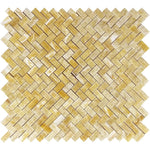 Honey Onyx 1x2 Herringbone Polished Mosaic Tile - TILE AND MOSAIC DEPOT