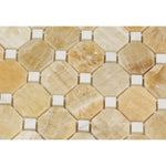 Honey Onyx Octagon with White Dots Polished Mosaic Tile - TILE AND MOSAIC DEPOT