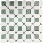 DERRY Mint Green, Thassos Marble Mosaic Tile - TILE & MOSAIC DEPOT