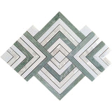 KINSALE Mint Green, Thassos, Shell Mosaic Tile - TILE & MOSAIC DEPOT