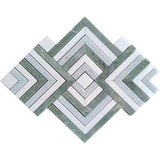 LAHINCH Mint Green, Blue Celeste, Thassos Mosaic Tile - TILE & MOSAIC DEPOT