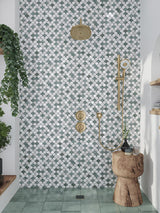 CLIFDEN Mint Green, Thassos, ShellShell Mosaic Tile - TILE & MOSAIC DEPOT