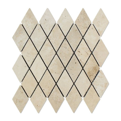 Ivory Travertine 2x4 Diamond Tumbled Mosaic Tile - TILE AND MOSAIC DEPOT