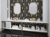 THEODORA Nero Marquina, Thassos White, Brass Mix Mosaic Tile - TILE & MOSAIC DEPOT