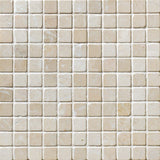 Botticino Beige Marble 1x1 Tumbled Mosaic Tile - TILE AND MOSAIC DEPOT