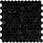 Nero Marquina Marble 2x2 Hexagon Honed Mosaic Tile - TILE AND MOSAIC DEPOT