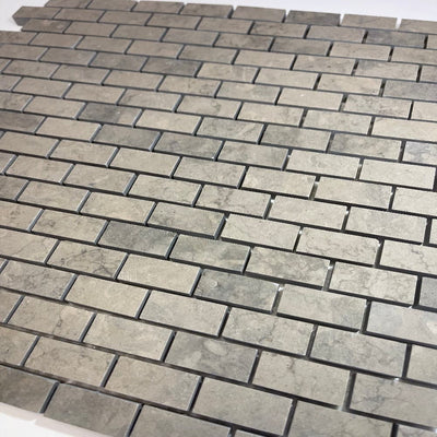 Nova Gray Limestone Mini Brick 1/2X1 Honed Mosaic Tile.