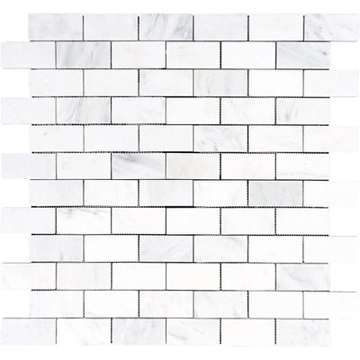Asian Statuary (Oriental White) Marble 2x4 Polished Mosaic Tile - TILE AND MOSAIC DEPOT