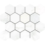 Asian Statuary (Oriental White) Marble 3x3 Hexagon Polished Mosaic Tile - TILE AND MOSAIC DEPOT