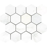 Asian Statuary (Oriental White) Marble 3x3 Hexagon Polished Mosaic Tile - TILE AND MOSAIC DEPOT