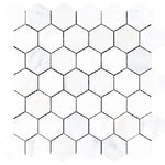 Asian Statuary (Oriental White) Marble 2x2 Hexagon Polished Mosaic Tile - TILE AND MOSAIC DEPOT