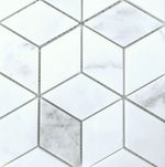 Statuario 3D Rhombus Marble Mosaic Tile.