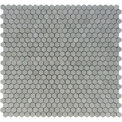 Spanish Grey Marble 1x1 Hexagon Polished Mosaic Tile.