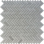 Spanish Grey Marble 1x3 Herringbone Polished Mosaic Tile.