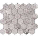 Tundra Gray Marble 2x2 Hexagon Polished Mosaic Tile - TILE AND MOSAIC DEPOT
