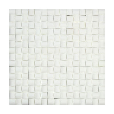 Thassos White Marble 3D Pillow Polished Mosaic Tile - TILE AND MOSAIC DEPOT