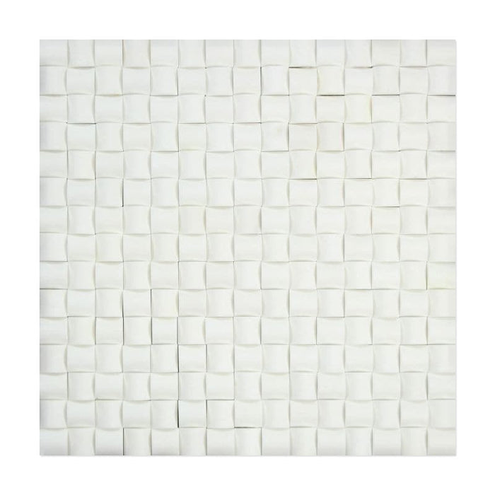 Thassos White Marble 3D Pillow Polished Mosaic Tile - TILE AND MOSAIC DEPOT