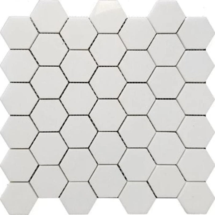 Thassos White Marble 2x2 Hexagon Polished Mosaic Tile - TILE AND MOSAIC DEPOT