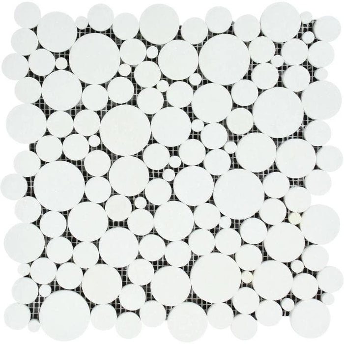 Thassos White Marble Bubble Design Honed Mosaic Tile - TILE & MOSAIC DEPOT