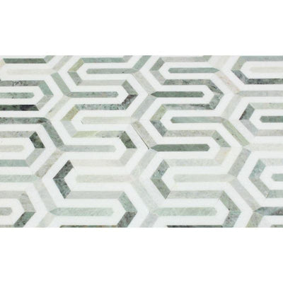 Thassos White and Green Marble Berlinetta Polished Mosaic Tile - TILE AND MOSAIC DEPOT