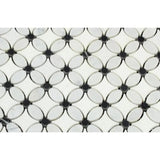 Thassos White Marble Florida Flower Polished Mosaic Tile w/Black Dots - TILE AND MOSAIC DEPOT