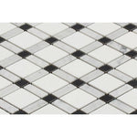 Thassos White Carrara Black Marble Lattice Honed Mosaic Tile - TILE AND MOSAIC DEPOT