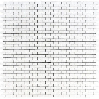 Thassos White Marble 5/8 x 1 1/4 Polished Mini Brick Mosaic Tile - TILE & MOSAIC DEPOT