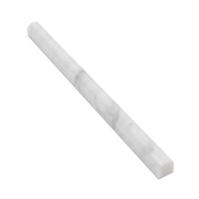 White Carrara Marble 3/4x12 Honed Pencil Liner - TILE AND MOSAIC DEPOT