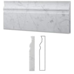 White Carrara Marble 4 3/4x12 Polished Baseboard Molding - TILE & MOSAIC DEPOT