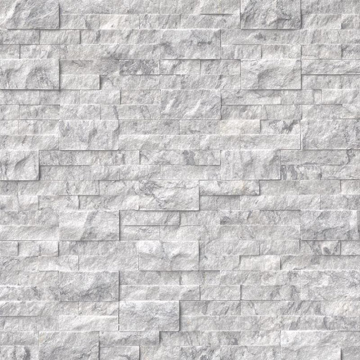 White Carrara Marble 6x24 Stacked Stone Ledger Panel