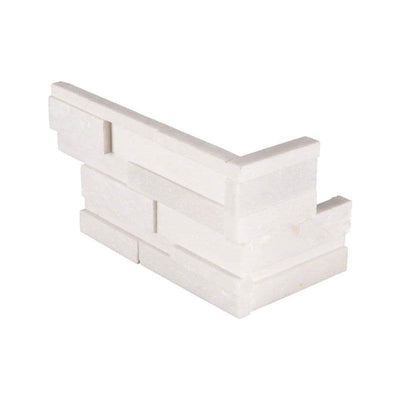 Arctic White Marble 6x18 3D Stacked Stone Ledger Corner - TILE AND MOSAIC DEPOT