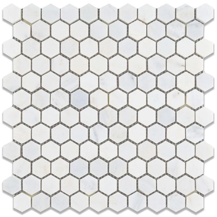 Asian Statuary (Oriental White) Marble 1x1 Hexagon Honed Mosaic Tile - TILE & MOSAIC DEPOT