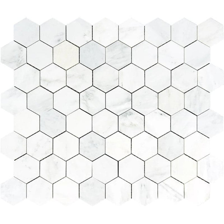 Asian Statuary (Oriental White) Marble 3x3 Hexagon Honed Mosaic Tile - TILE & MOSAIC DEPOT